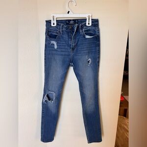 Hollister Women's Ripped Skinny Jeans - Blue